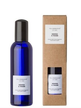 Vila Hermanos Mimosa & Thiare Blue Glass Room Spray NIB